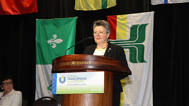 Québec, le 29 mai 2012. – Mme Françoise Enguehard, présidente de la Société nationale de l'Acadie.